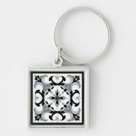 Black and White Spanish Style Tile キーホルダー