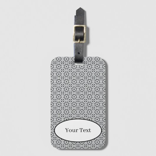 Black and White Spanish Style Tile ラゲッジタグ (正面縦)