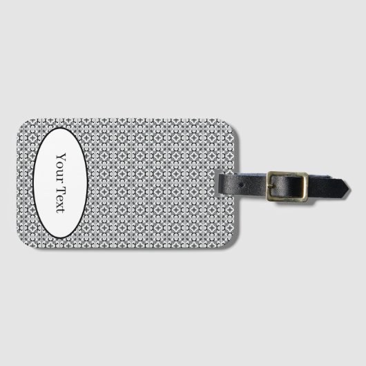 Black and White Spanish Style Tile ラゲッジタグ (正面横)