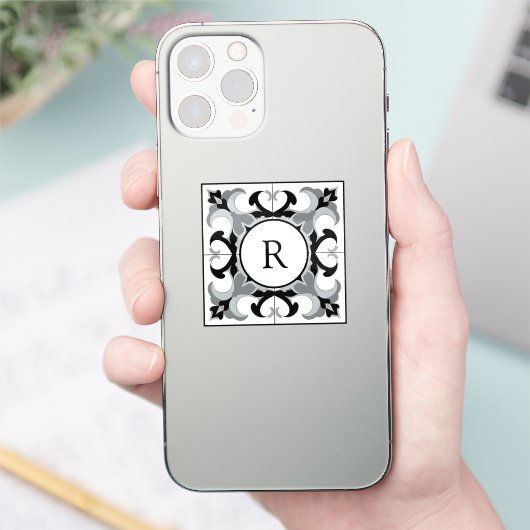 Black and White Spanish Style with Initial  シール (スマートフォン)