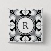 Black and White Spanish Style with Initial  缶バッジ (正面)