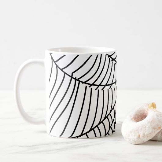 Black and White Spider Web コーヒーマグカップ (ドーナツ)