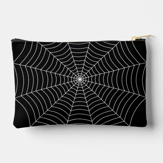 Black and White spider web Halloween pattern アクセサリーポーチ (裏面)