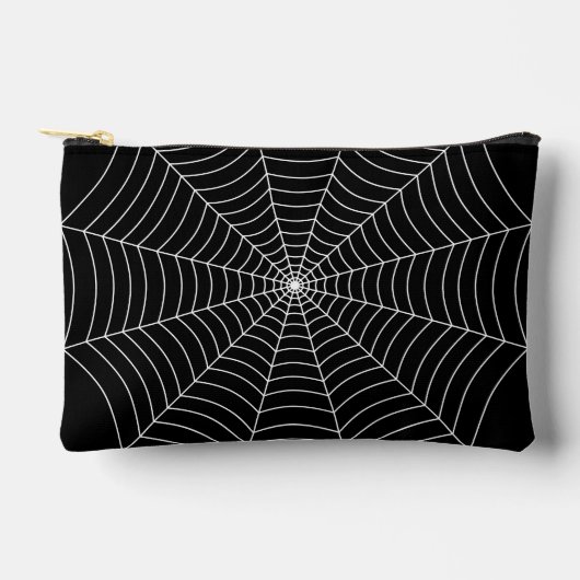 Black and White spider web Halloween pattern アクセサリーポーチ (正面)