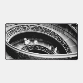 Black and White Spiral Staircase デスクマット