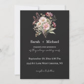 Black and White Spring Floral Wedding Invitation 招待状 (正面)