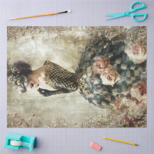 Black and White Spring Portrait Tissue Paper 薄葉紙 (クラフト)