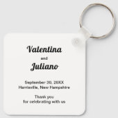 Black and White Square Wedding Keychain キーホルダー (裏面)