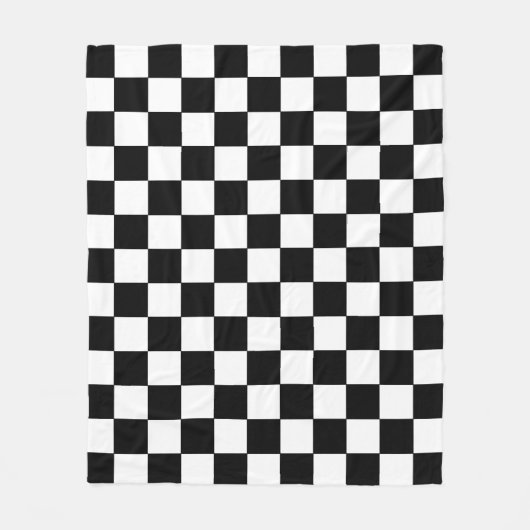 Black and White Squares Checkered Blanket フリースブランケット (正面)