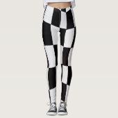 Black and White Squares Pattern Leggings – Classic レギンス (正面)