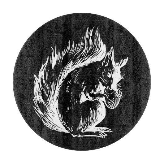 Black and White Squirrel Art カッティングボード (正面)