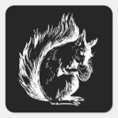 Black and White Squirrel Design スクエアシール (正面)