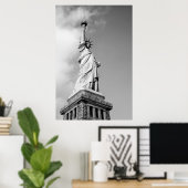 Black and White Statue of Liberty Wall Poster ポスター (ホームオフィス)
