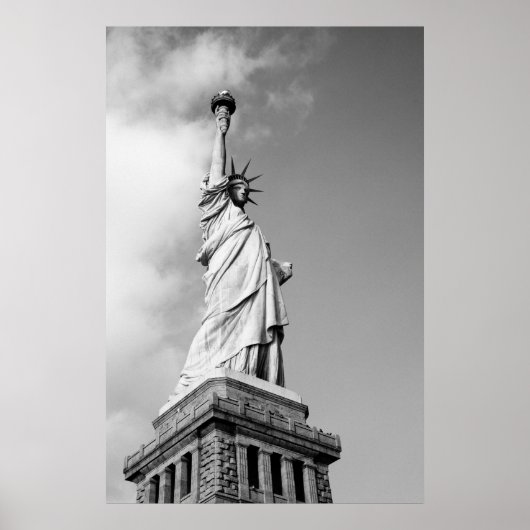 Black and White Statue of Liberty Wall Poster ポスター (正面)