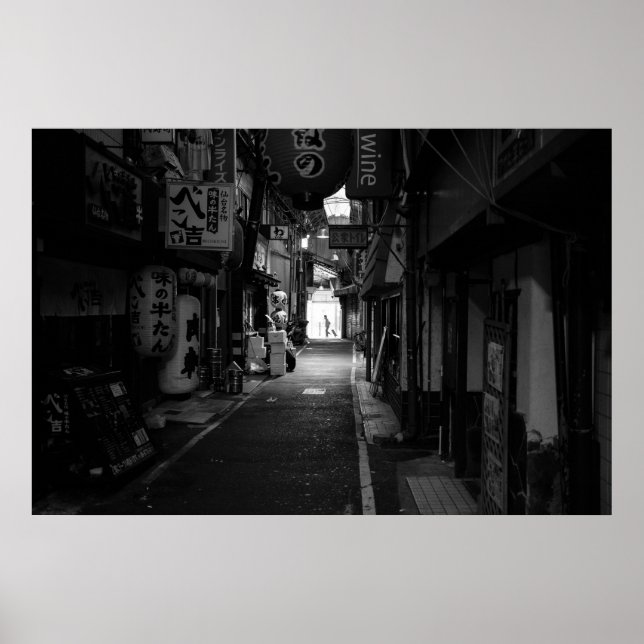 Black and white street of Osaka photography poster ポスター (正面)