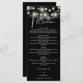 Black And White String Lights Wedding Dinner メニュー (正面/裏面)