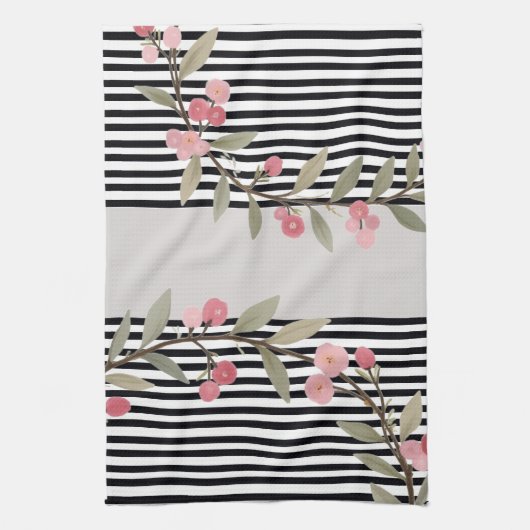 Black and white stripe キッチンタオル (縦)