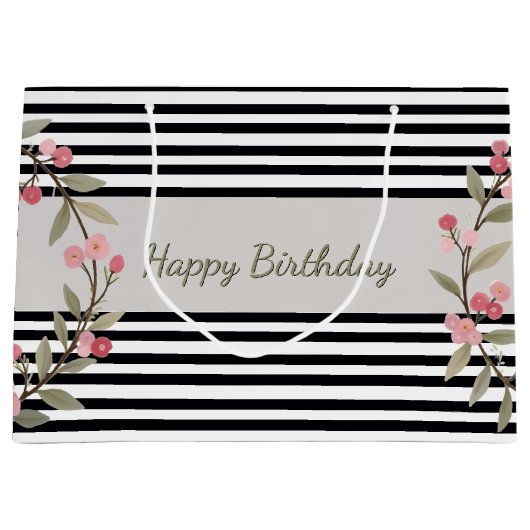 Black And White Stripe ラージペーパーバッグ (正面)