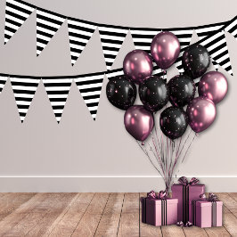 Black And White Stripe Bunting Banner バンティングフラッグ