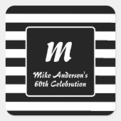 Black and White Stripe Monogram スクエアシール (正面)