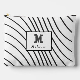 Black and white striped Abstract minimal Monogram  アクセサリーポーチ