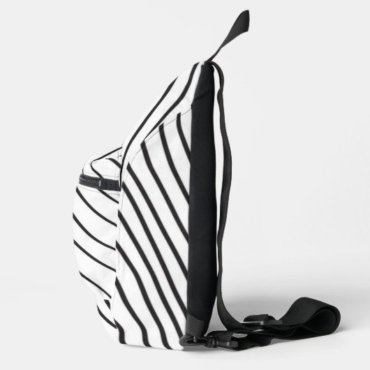 Black and white striped Abstract minimal Monogram  スリングバッグ (右)