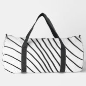 Black and white striped Abstract minimal Monogram  ダッフルバッグ (正面)