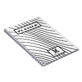 Black and white striped Abstract minimal Monogram  ノートブック (右側)