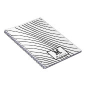 Black and white striped Abstract minimal Monogram  ノートブック (右側)