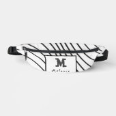 Black and white striped Abstract minimal Monogram  ファニーパック (正面)
