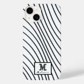 Black and white striped Abstract minimal Monogram Case-Mate iPhoneケース (裏面)