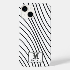 Black and white striped Abstract minimal Monogram  Case-Mate iPhone 14ケース