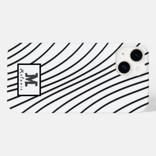 Black and white striped Abstract minimal Monogram  Case-Mate iPhoneケース (裏面 (横))