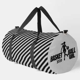 Black And White Striped Basketball Player Girl ダッフルバッグ