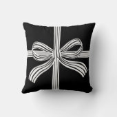 Black and White Striped Bow Throw Pillow クッション (裏面)