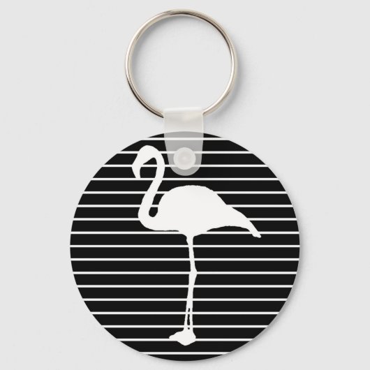 Black and White Striped Flamingo キーホルダー (正面)