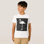 Black and White Striped Flamingo Tシャツ (正面フル)