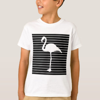 Black and White Striped Flamingo Tシャツ