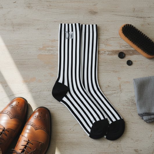 Black and White Striped Socks, Personalized ソックス