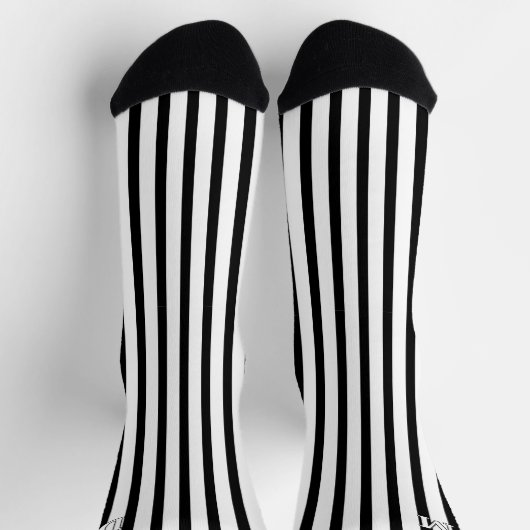 Black and White Striped Socks, Personalized ソックス (上部)