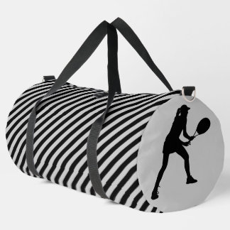 Black And White Striped Tennis Player Girl ダッフルバッグ