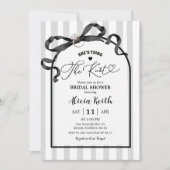 Black And White Stripes Coquette Bow Bridal Shower 招待状 (正面)