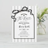 Black And White Stripes Coquette Bow Bridal Shower 招待状 (スタンド正面)