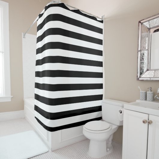 Black and White Stripes Shower Curtain シャワーカーテン (インサイチュ)