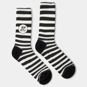 Black and white stripes with your initials ソックス (右)