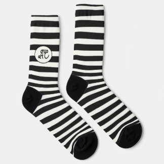 Black and white stripes with your initials ソックス