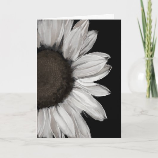 Black and White Sunflower Greeting Card カード (正面)