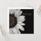 Black and White Sunflower Thinking Of You Card カード (正面/裏面インサイチュ)