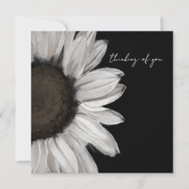 Black and White Sunflower Thinking Of You Card カード