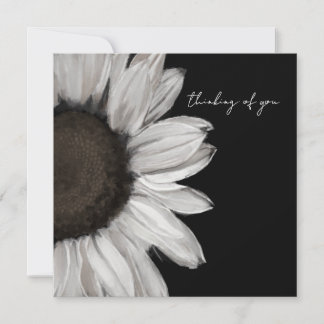 Black and White Sunflower Thinking Of You Card カード